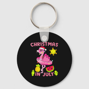 Christmas In July Flamingo Beach Summer Christmas  Key Ring