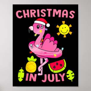 Christmas In July Flamingo Beach Summer Christmas  Poster