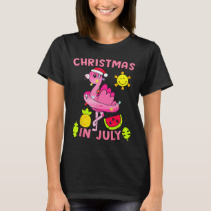 Christmas In July Flamingo Beach Summer Christmas  T-Shirt