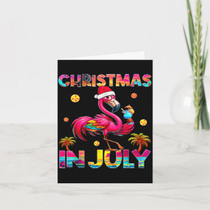 Christmas in july flamingo beach summer hawaii card