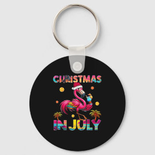 Christmas In July Flamingo Beach Summer Hawaii Gir Key Ring