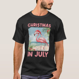 Christmas In July Flamingo Beach Summer Hawaii Gir T-Shirt