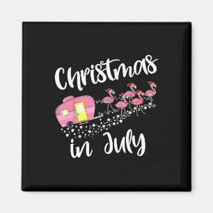 Christmas In July Flamingo Camping Camper  Magnet