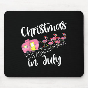 Christmas In July Flamingo Camping Camper  Mouse Pad