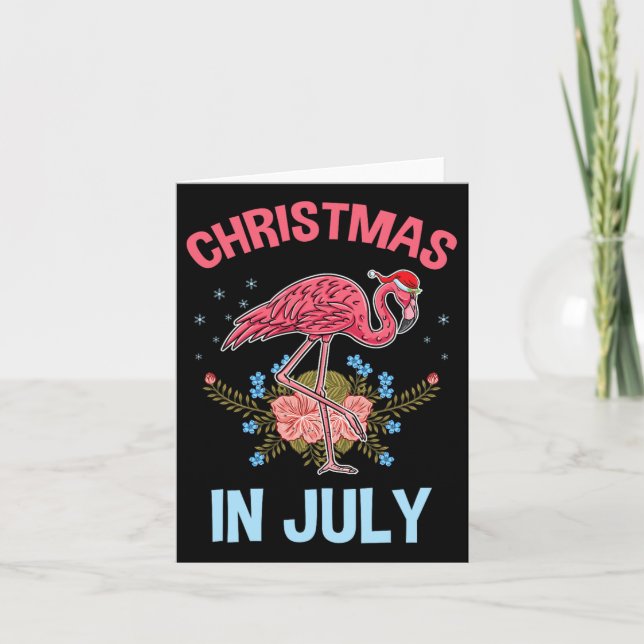 Christmas In July Flamingo  Card (Front)