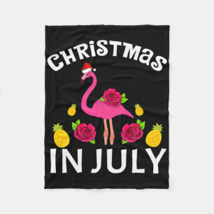 Christmas In July Flamingo Hawaiian Summer Beach V Fleece Blanket