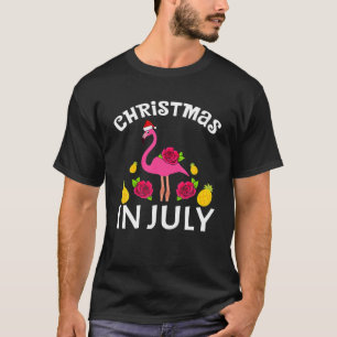 Christmas In July Flamingo Hawaiian Summer Beach V T-Shirt