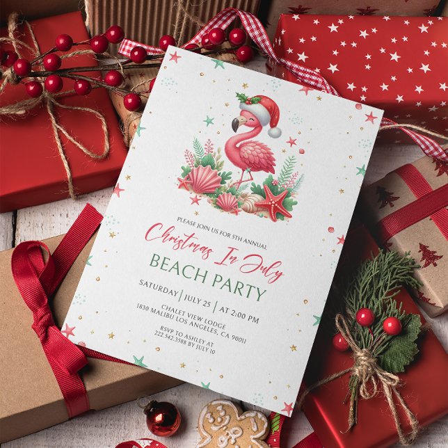 Christmas in July Flamingo Invitation (Creator Uploaded)