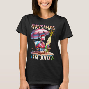 Christmas In July Flamingo Lover Beach Summer Wome T-Shirt