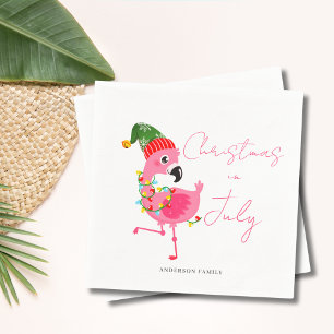 Christmas In July Flamingo  Napkin