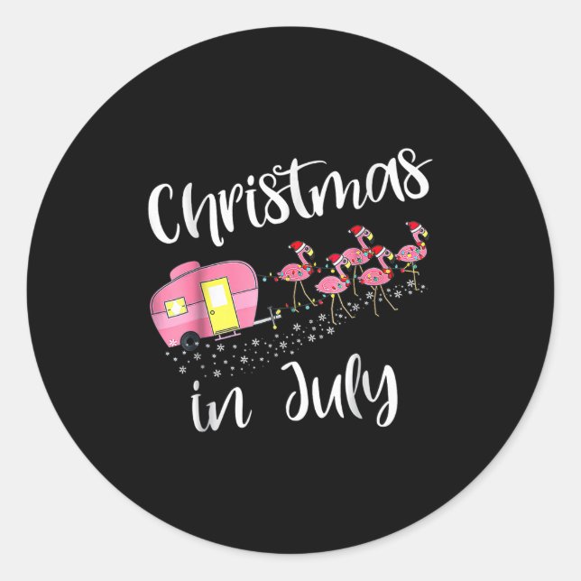 Christmas In July Flamingo Nk  Classic Round Sticker (Front)