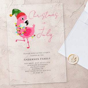 Christmas In July Flamingo Party Invitation