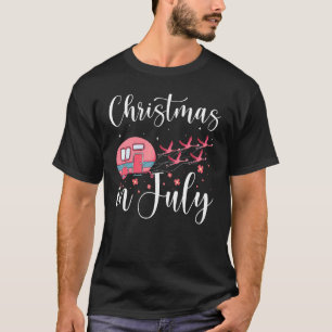 Christmas In July Flamingo Pink Camping Camper T T-Shirt