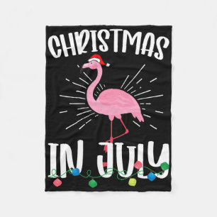 Christmas In July Flamingo Santa Hawaiian Summer C Fleece Blanket