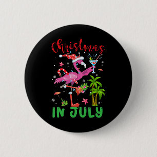 Christmas In July Flamingo Santa Summer Xmas Women 6 Cm Round Badge