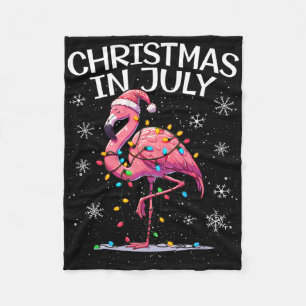 Christmas In July Flamingo Santa Summer Xmas Women Fleece Blanket
