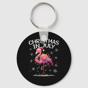Christmas In July Flamingo Santa Summer Xmas Women Key Ring