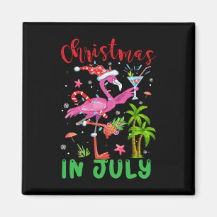 Christmas In July Flamingo Santa Summer Xmas Women Magnet