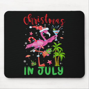 Christmas In July Flamingo Santa Summer Xmas Women Mouse Pad
