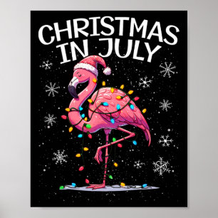 Christmas In July Flamingo Santa Summer Xmas Women Poster