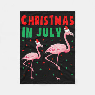 Christmas In July Flamingo Shirts Pink Flamingo In Fleece Blanket