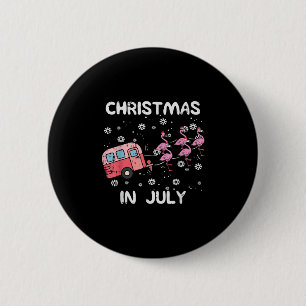 Christmas In July Flamingo Trailer Summer Xmas Cam 6 Cm Round Badge