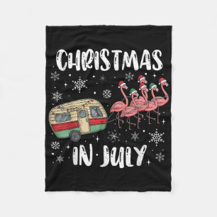 Christmas In July Flamingo Trailer Summer Xmas Cam Fleece Blanket