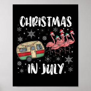 Christmas In July Flamingo Trailer Summer Xmas Cam Poster