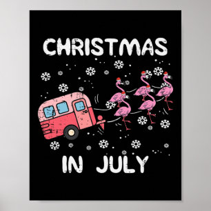 Christmas In July Flamingo Trailer Summer Xmas Cam Poster