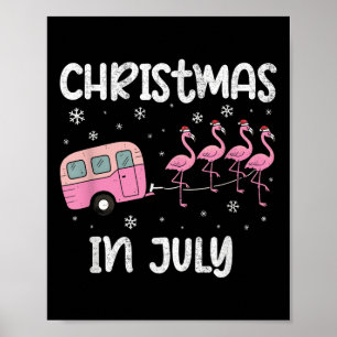 Christmas In July Flamingo Trailer Summer Xmas Cam Poster