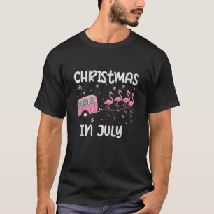 Christmas In July Flamingo Trailer Summer Xmas Cam T-Shirt