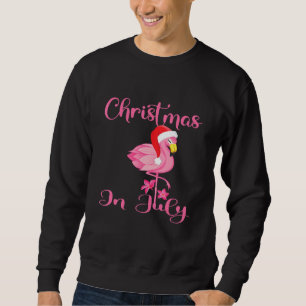 Christmas In July Flamingos Hat Women Sweatshirt