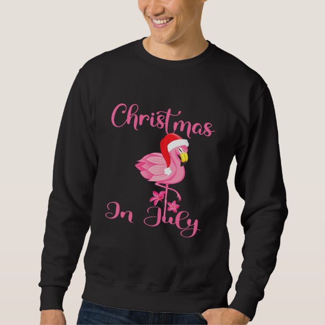 Christmas In July Flamingos Hat Women Sweatshirt (Front)