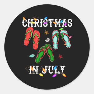 Christmas In July Flip Flap Christmas Light Summer Classic Round Sticker