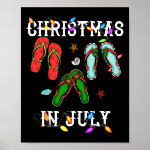Christmas In July Flip Flap Christmas Light Summer Poster