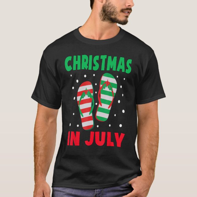 Christmas in July Flip Flops  Beach Summer Kids To T-Shirt (Front)