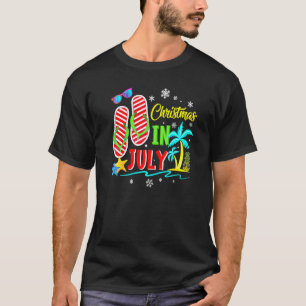 Christmas In July Flip Flops Beach Summer Vacatio T-Shirt
