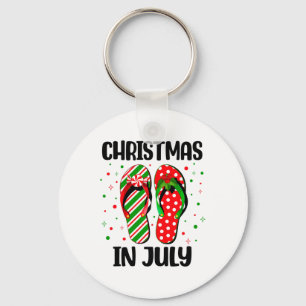 Christmas In July Flip Flops Beach Summer Vacation Key Ring