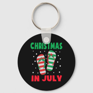 Christmas In July Flip Flops Funny Beach Summer Ki Key Ring