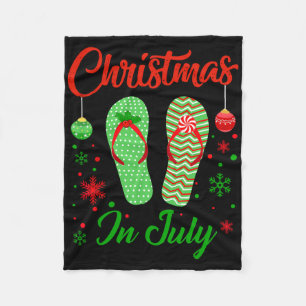 Christmas In July Flip Flops Funny Summer Holiday  Fleece Blanket