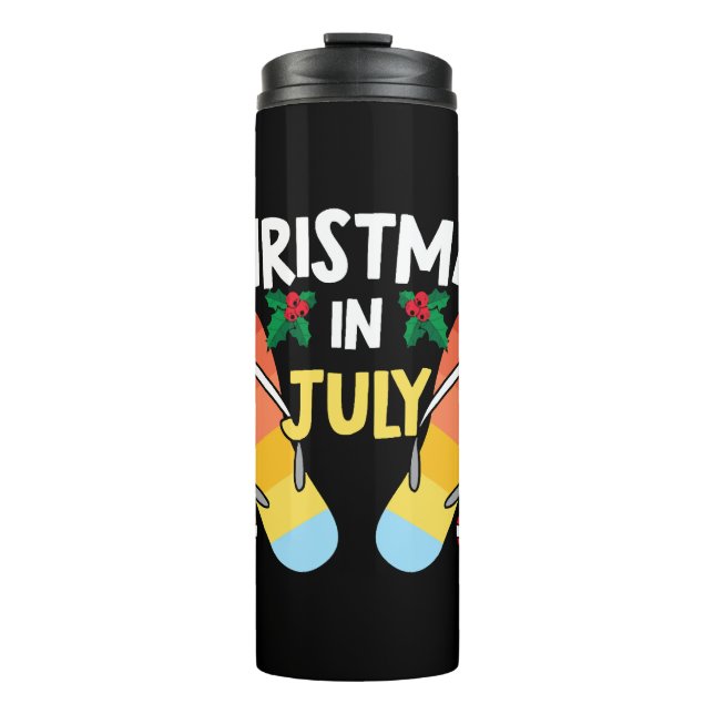 Christmas In July Flip Flops Funny Summer Tropical Thermal Tumbler (Front)