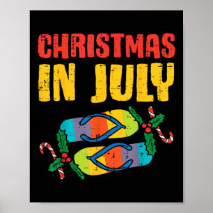 Christmas In July Flip Flops Summer Beach Xmas Men Poster