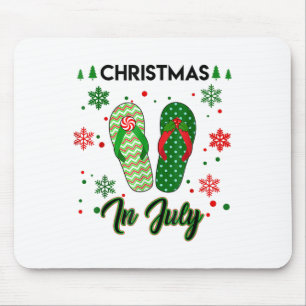 Christmas In July Flip Flops Summer Vacation Beach Mouse Pad