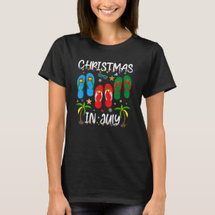 Christmas In July Flip Flops Summer Vacation Vibes T-Shirt