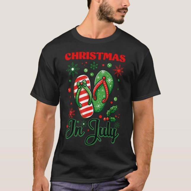 Christmas In July Flip Flops Summer Vacation Women T-Shirt (Front)