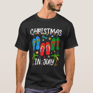 Christmas In July Flip Flops Vibes Xmas Summer Bea T-Shirt