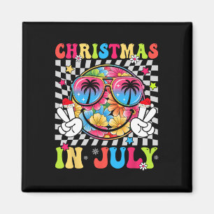 Christmas In July Floral Smile Face Summer Beach V Magnet