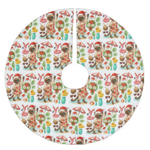 Christmas in July for Cat Lovers Brushed Polyester Tree Skirt