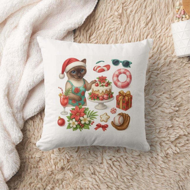 Christmas in July For Cat Lovers Pool Party  Cushion (Blanket)