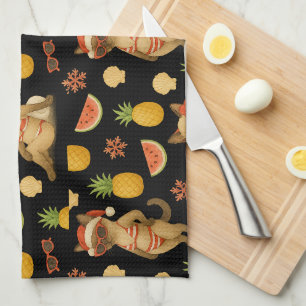 Christmas in July for Siamese Cat lovers Hawaii  Tea Towel